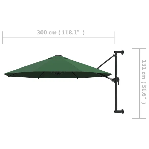 Umbrelă soare perete verde 300 cm - Livrare gratuită