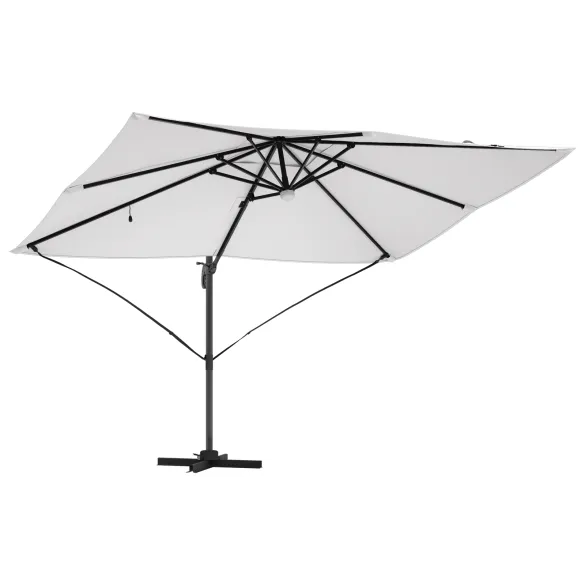 Umbrelă Cantilever Bej Poliester - Aluminiu Mare | Livrare Gratuită