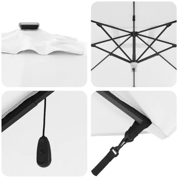 Umbrelă Cantilever Bej Poliester - Aluminiu Mare | Livrare Gratuită