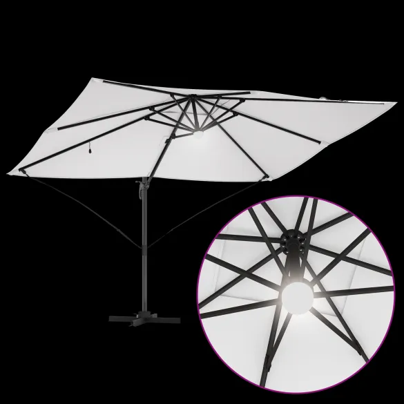 Umbrelă Cantilever Bej Poliester - Aluminiu Mare | Livrare Gratuită