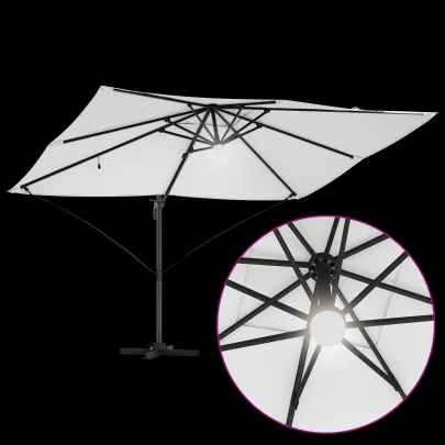 Umbrelă Cantilever Bej Poliester - Aluminiu Mare | Livrare Gratuită