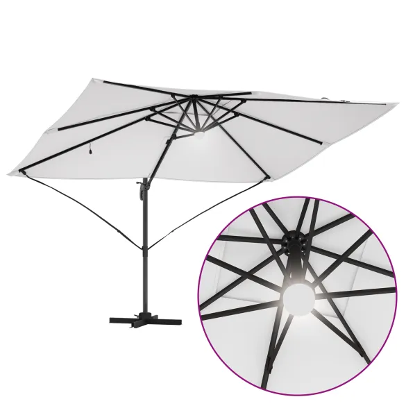 Umbrelă Cantilever Bej Poliester - Aluminiu Mare | Livrare Gratuită