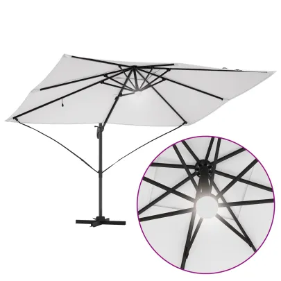 Umbrelă Cantilever Bej Poliester - Aluminiu Mare | Livrare Gratuită