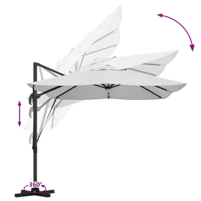 Umbrelă Cantilever Bej Poliester - Aluminiu Mare | Livrare Gratuită