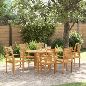 Set Masa Gradina Lemn Teak - 7 Piese cu Scaune Pliabile