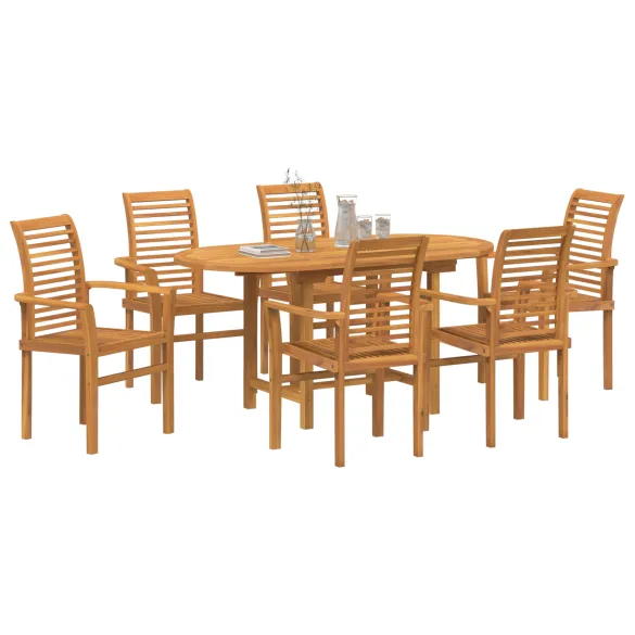 Set Masa Gradina Lemn Teak - 7 Piese cu Scaune Pliabile