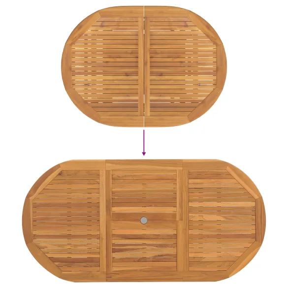 Set Masa Gradina Lemn Teak - 7 Piese cu Scaune Pliabile