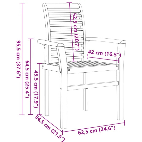 Set Masa Gradina Lemn Teak - 7 Piese cu Scaune Pliabile