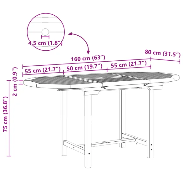 Set Masa Gradina Lemn Teak - 7 Piese cu Scaune Pliabile