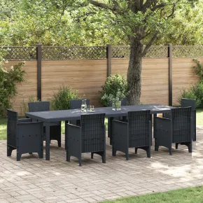 Masă Grădină Extensibilă Antracit Poly Rattan | Livrare Gratuită