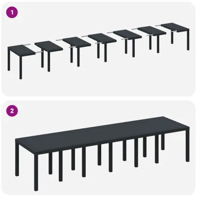 Masă Grădină Antracit Poli Ratan - Livrare Gratuită