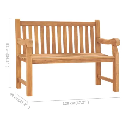 Bancă Grădină Lemn Tec cu Pernă - 120 cm | Livrare Gratuită