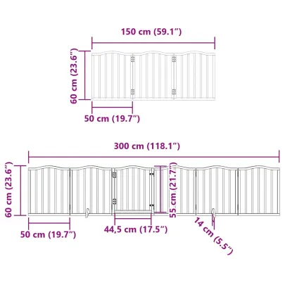 Poartă Câini Pliabilă Lemn Plop - 450 cm - Livrare Gratuită