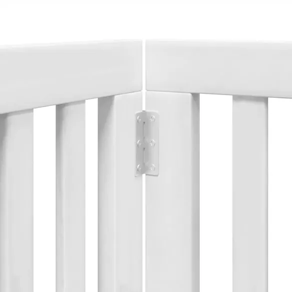 Poartă Câini Pliabilă Alb - 9 Panouri Lemn Plop - 450 cm