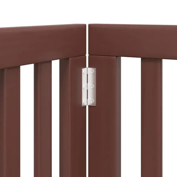 Poartă Câini Pliabilă Lemn - 9 Panouri cu Ușă 450cm