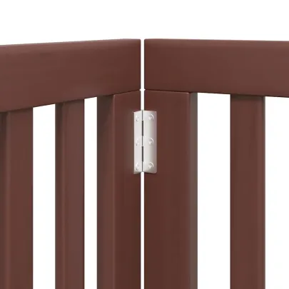 Poartă Câini Pliabilă Lemn - 9 Panouri cu Ușă 450cm