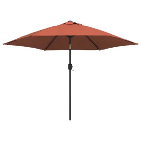 Umbrelă de soare cu LED-uri solare | 300 cm | Cărămiziu 2