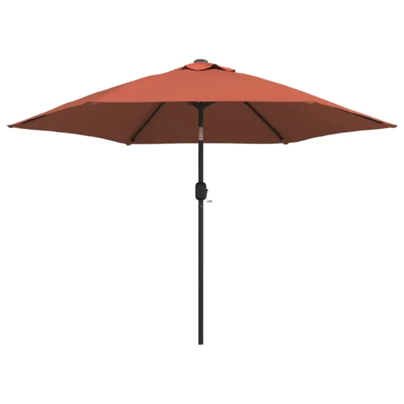 Umbrelă de soare cu LED-uri solare | 300 cm | Cărămiziu