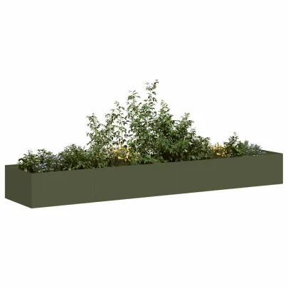 Jardinieră Verde Măsline 360x80x40 cm Oțel | Livrare Gratuită
