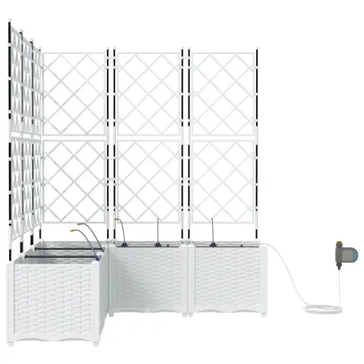 Jardiniere Grădină cu Sistem Irigare 5 buc Alb - Livrare Gratuită