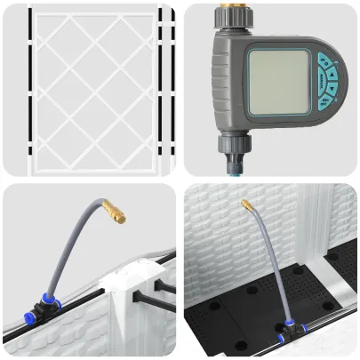 Jardiniere Grădină cu Sistem Irigare 5 buc Alb - Livrare Gratuită