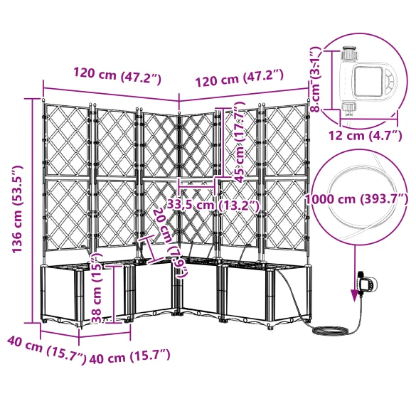 Jardiniere Grădină cu Sistem Irigare 5 buc Alb - Livrare Gratuită