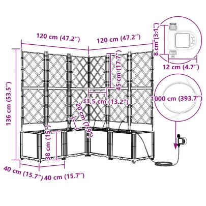 Jardiniere Grădină cu Sistem Irigare 5 buc Alb - Livrare Gratuită