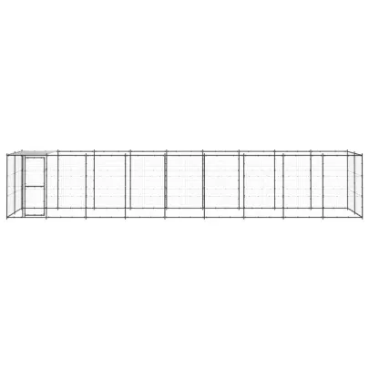 Padoc Câini Exterior cu Acoperiș - Oțel Rezistent - 21,78 m²