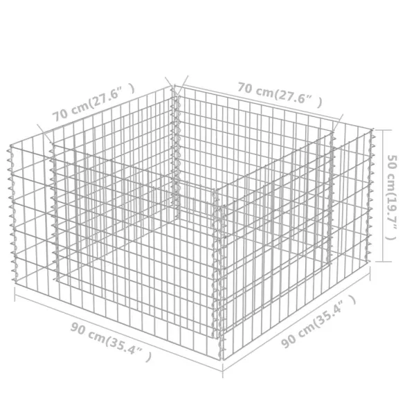 Strat Înălțat Gabion - Oțel Galvanizat - Livrare Gratuită