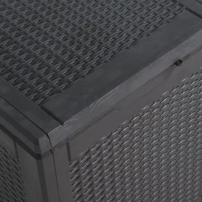 Cutie Depozitare Grădină 90L Negru Ratan | Livrare Gratuită