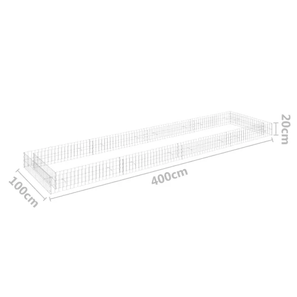 Strat Înălțat Gabion | Oțel Galvanizat | 400x100x20 cm