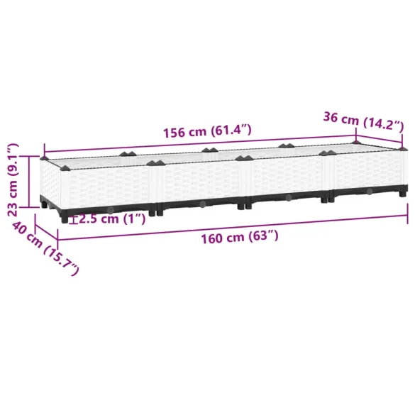 Strat Înălțat din Polipropilenă - 160x40x23 cm - Livrare Gratuită