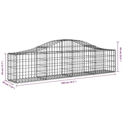 Coș Gabion Arcuit Fier Galvanizat | Barieră Decorativă Grădină