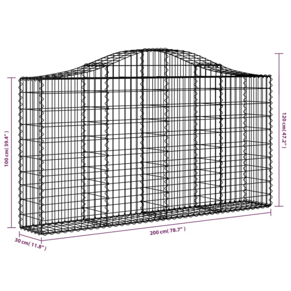 Coș Gabion Arcuit Fier Galvanizat | Barieră Decorativă Grădină