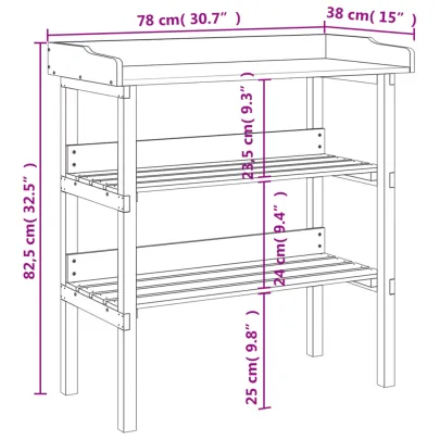 Masă de Plante cu Raft - Lemn Masiv, Gri - 78x38x82,5 cm