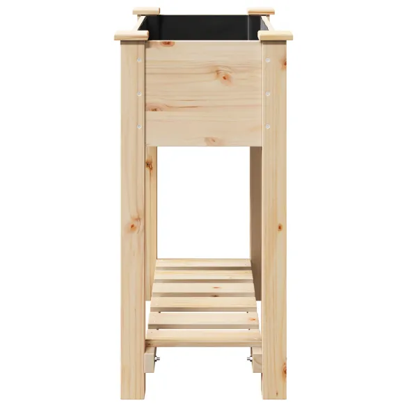 Jardiniere cu Raft Lemn Masiv - Decor Grădină Rustic