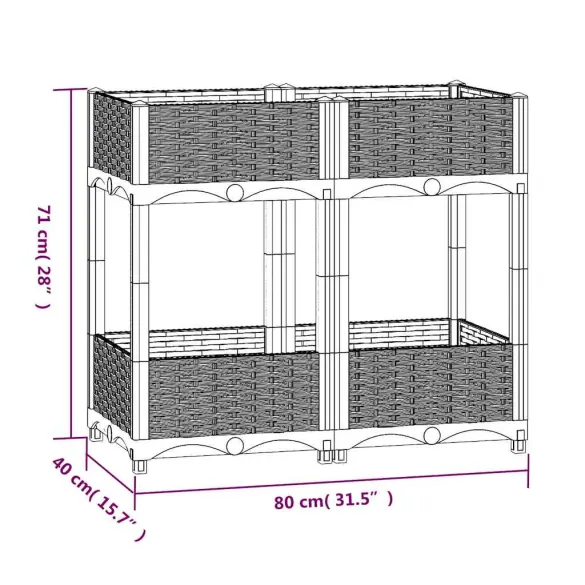 Strat Înălțat din Polipropilenă 80x40x71cm - Livrare Gratuită