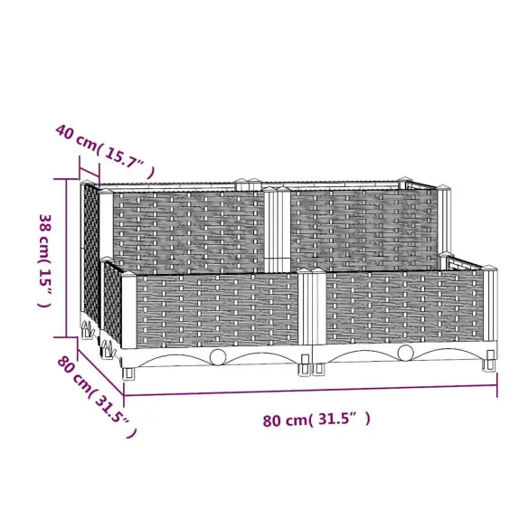 Strat Înălțat Grădinărit 80x80 cm - Polipropilenă Rezistentă