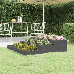 Jardinieră Gri Lemn Masiv de Pin - 107x107x27 cm | Livrare Gratuită
