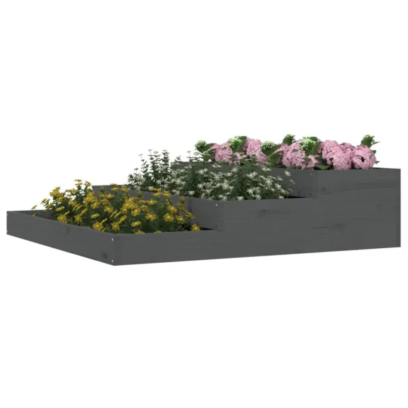 Jardinieră Gri Lemn Masiv de Pin - 107x107x27 cm | Livrare Gratuită
