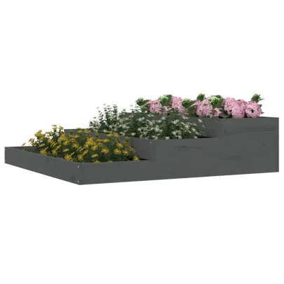 Jardinieră Gri Lemn Masiv de Pin - 107x107x27 cm | Livrare Gratuită