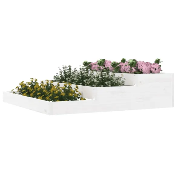 Jardinieră Albă din Lemn Masiv de Pin - 107x107x27 cm