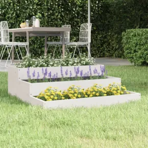 Jardinieră Albă din Lemn Masiv de Pin - 78x78x27 cm