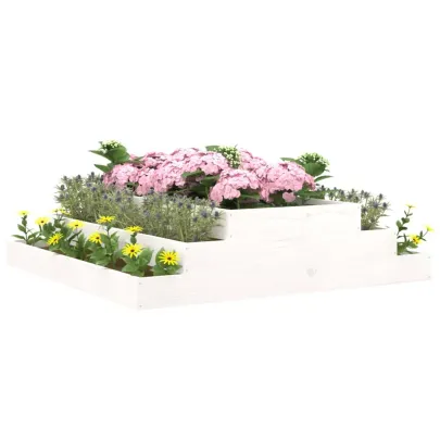 Jardinieră Albă din Lemn Masiv de Pin - 110x110x27 cm