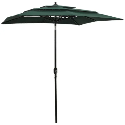Umbrelă Grădină 3 Niveluri - Verde - 2x2 m | Livrare Gratuită