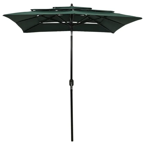 Umbrelă Grădină 3 Niveluri - Verde - 2x2 m | Livrare Gratuită