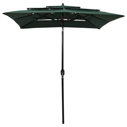 Umbrelă Grădină 3 Niveluri - Verde - 2x2 m | Livrare Gratuită