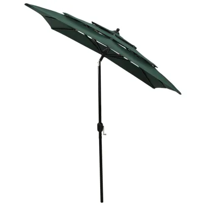 Umbrelă Grădină 3 Niveluri - Verde - 2x2 m | Livrare Gratuită