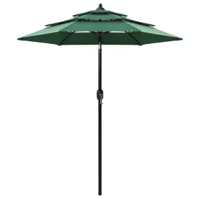 Umbrelă de grădină cu 3 niveluri - Aluminiu - Verde - 2 m