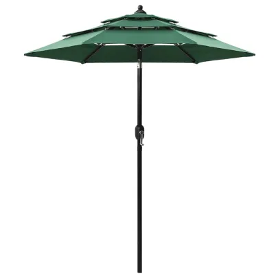 Umbrelă de grădină cu 3 niveluri - Aluminiu - Verde - 2 m